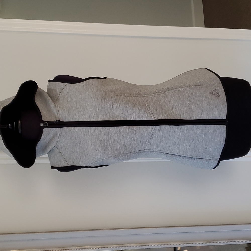 Gray hooded vest